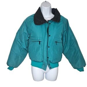 Vintage Gorpcore Outdoor Women's Insulated  Jacket Teal Green Zip Snap Size S